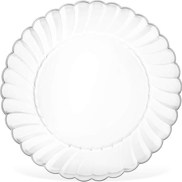 Premium Hard Plastic Plate Set 100 x 6” Clear Round Plates - Washable & Reusable - Picture 3 of 8